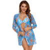 Sky blue long yarn three piece set