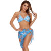 Sky blue short yarn three piece set
